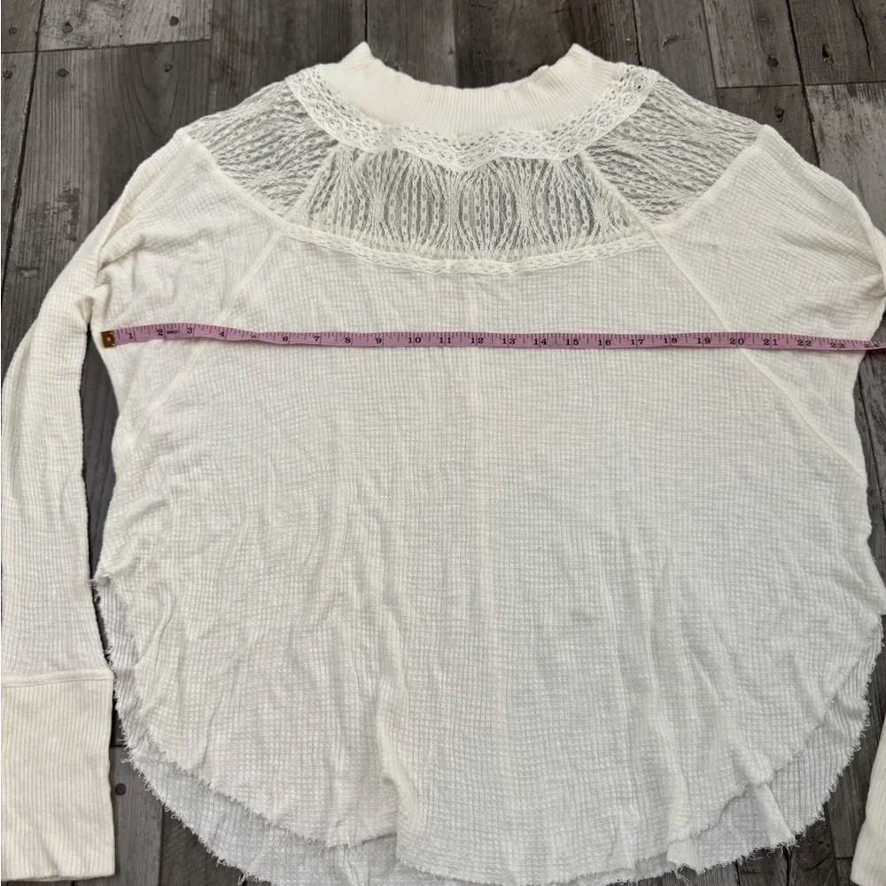 Free People Spring Valley Top Size Small Boho Hippie Waffle Lace Turtleneck